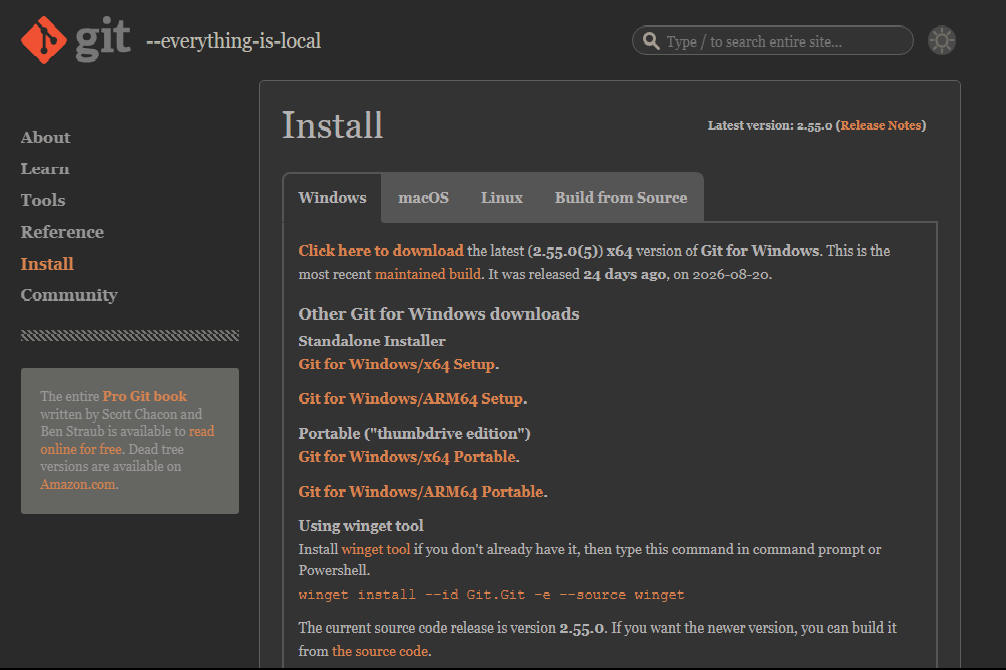 Tampilan Web Dokumentasi Git